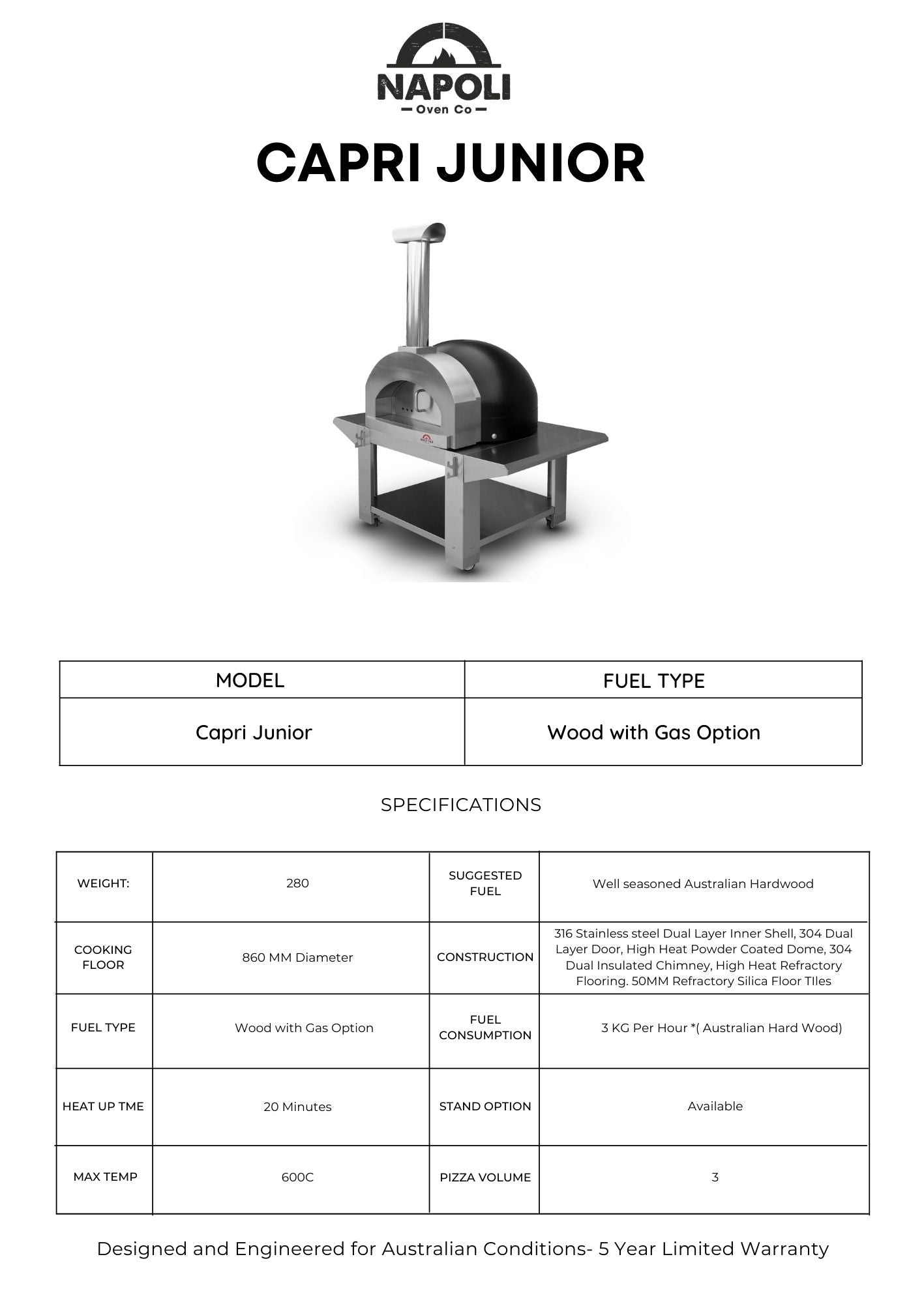 Capri Junior 900 Wood Oven